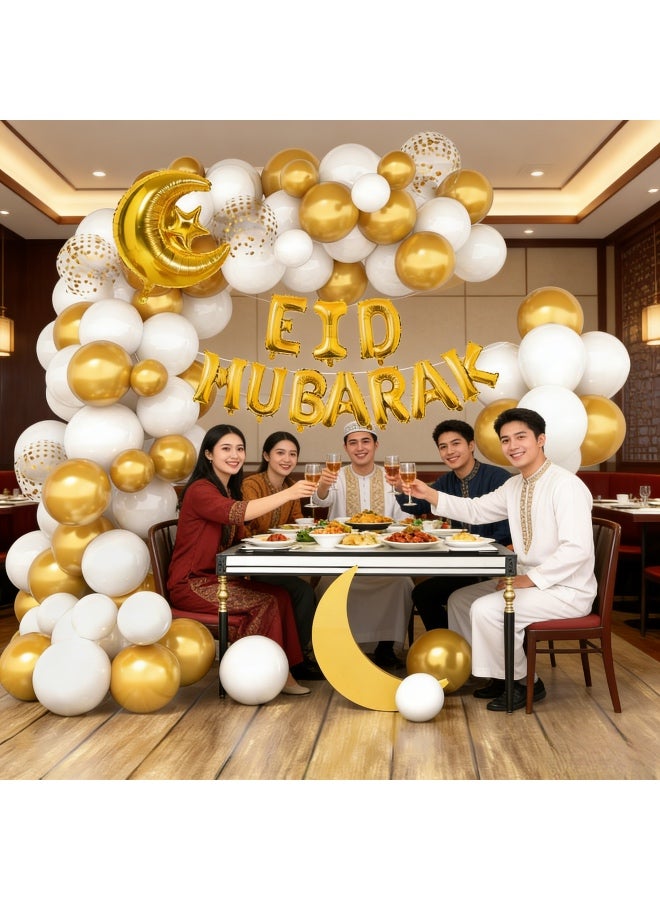 73 PCS Eid Mubarak Balloon Arch Kit Ramadan Mubarak Balloons Party Decoration Happy Eid al-Fitr Latex Balloons Set for Home Event Indoor Outdoor Ramadan Kareem Eid Mubarak Decor - Image 5